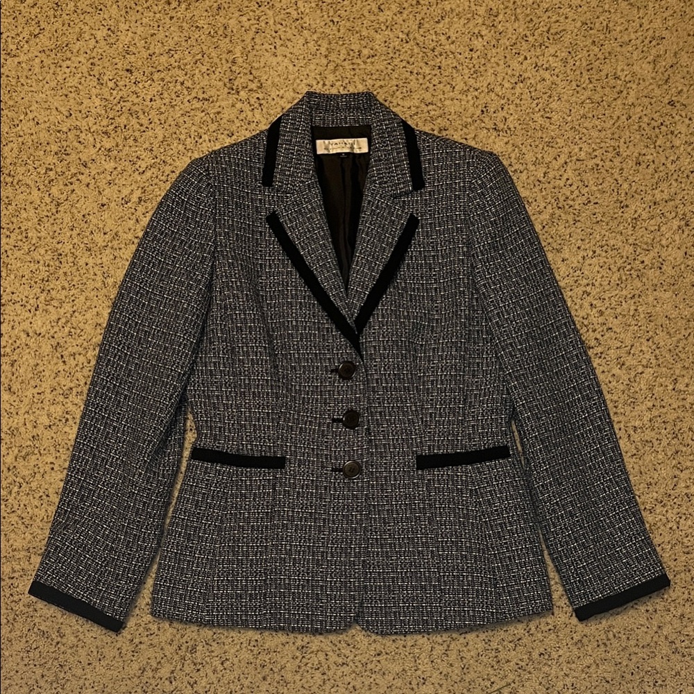 Classic Black and Blue Tweed Blazer